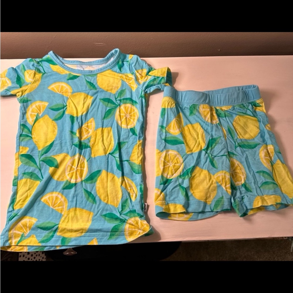 Little Sleepies Lemon Print Kids Pajama Set - Blue and Yellow
